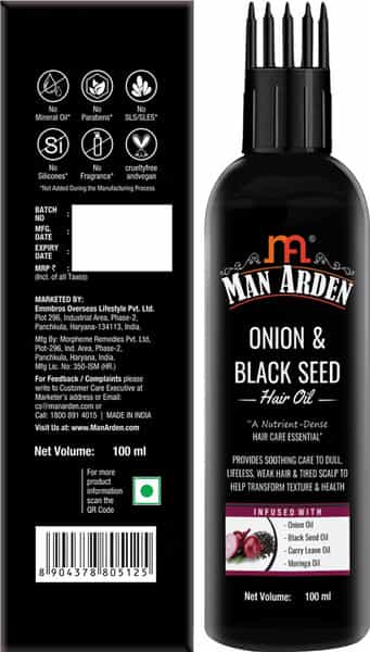 Man Arden Onion & Black Seed Hair Oil For Men For Dull Curry Leave Moringa Oil 100 Ml