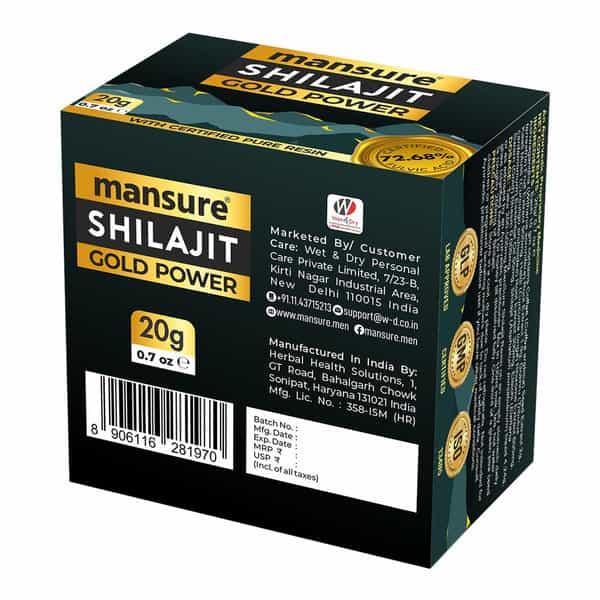 Mansure Shilajit Gold Power Resin With Swarna Bhasma | Ashwagandha | Gokhru And Kali Musli - 20G