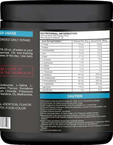 Healthvit Fitness Eaa Essential Amino Acid Powder - 300Gm Watermelon Flavour