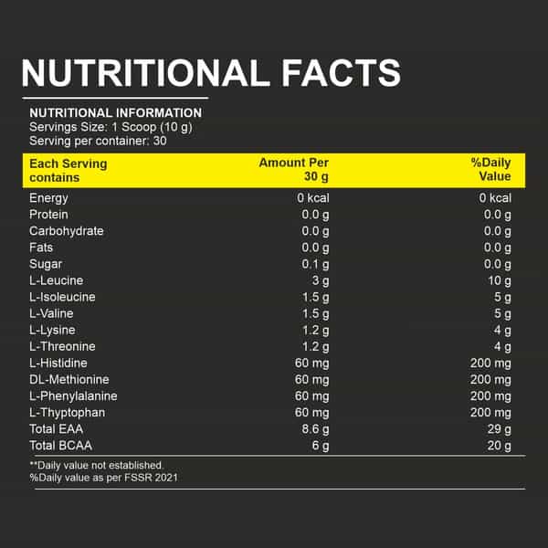 Healthvit Fitness Eaa Essential Amino Acid Powder - 300Gm Watermelon Flavour
