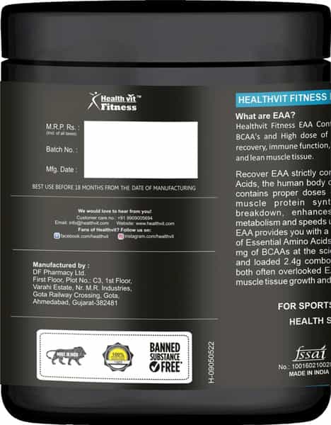 Healthvit Fitness Eaa Essential Amino Acid Powder - 300Gm Watermelon Flavour