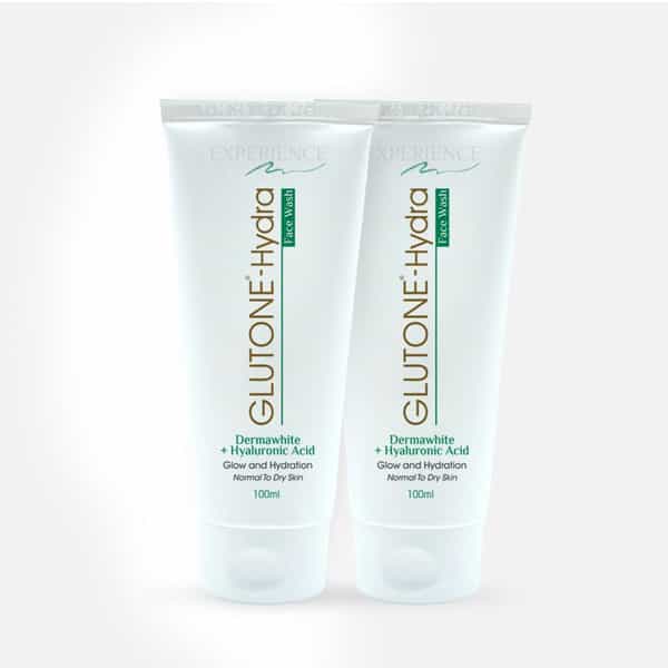 Glutone-Hydra Face Wash 1% Hyaluronic Acid & Dermawhite Cleanser For Dry Skin 100Ml (Pack Of 2)