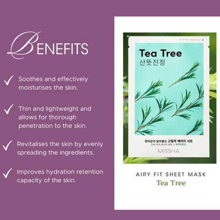 Missha Airy Fit Sheet Mask [Tea Tree] - Pack Of 5