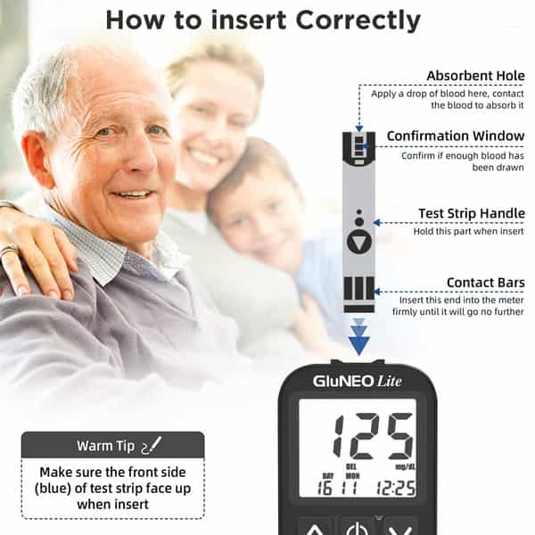 K-Life Gluneolite Blood Sugar Glucose Testing 50 Glucometer Strips
