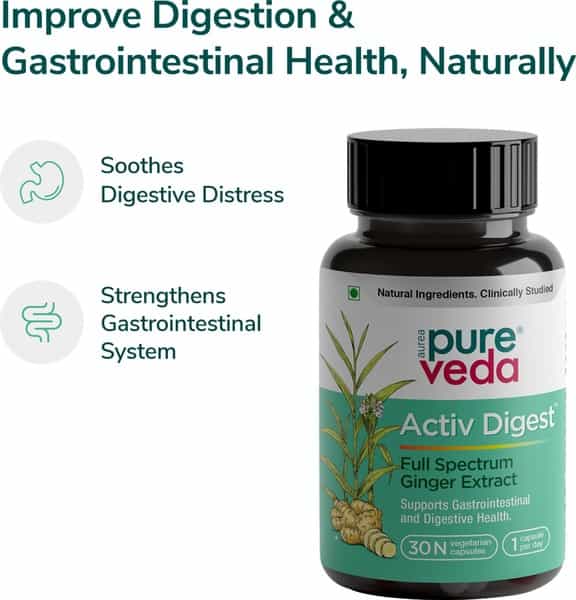 Aurea Pureveda Activ Digest - Full Spectrum Ginger Extract - 30 Veg Capsules