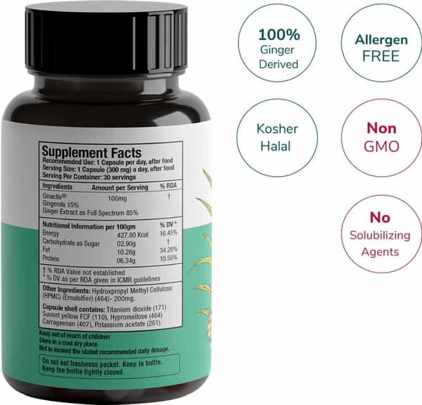 Aurea Pureveda Activ Digest - Full Spectrum Ginger Extract - 30 Veg Capsules