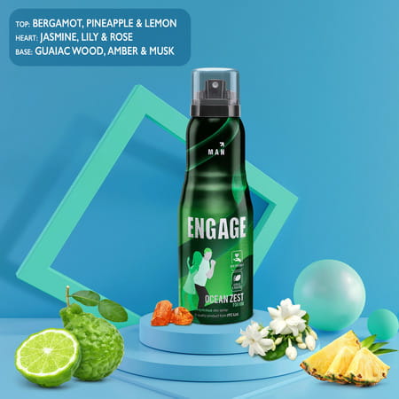Engage Ocean Zest Deodorant For Men Citrus And Aquatic Skin Friendly- 150ml