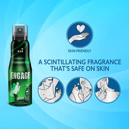 Engage Ocean Zest Deodorant For Men Citrus And Aquatic Skin Friendly- 150ml