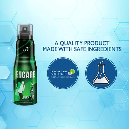 Engage Ocean Zest Deodorant For Men Citrus And Aquatic Skin Friendly- 150ml