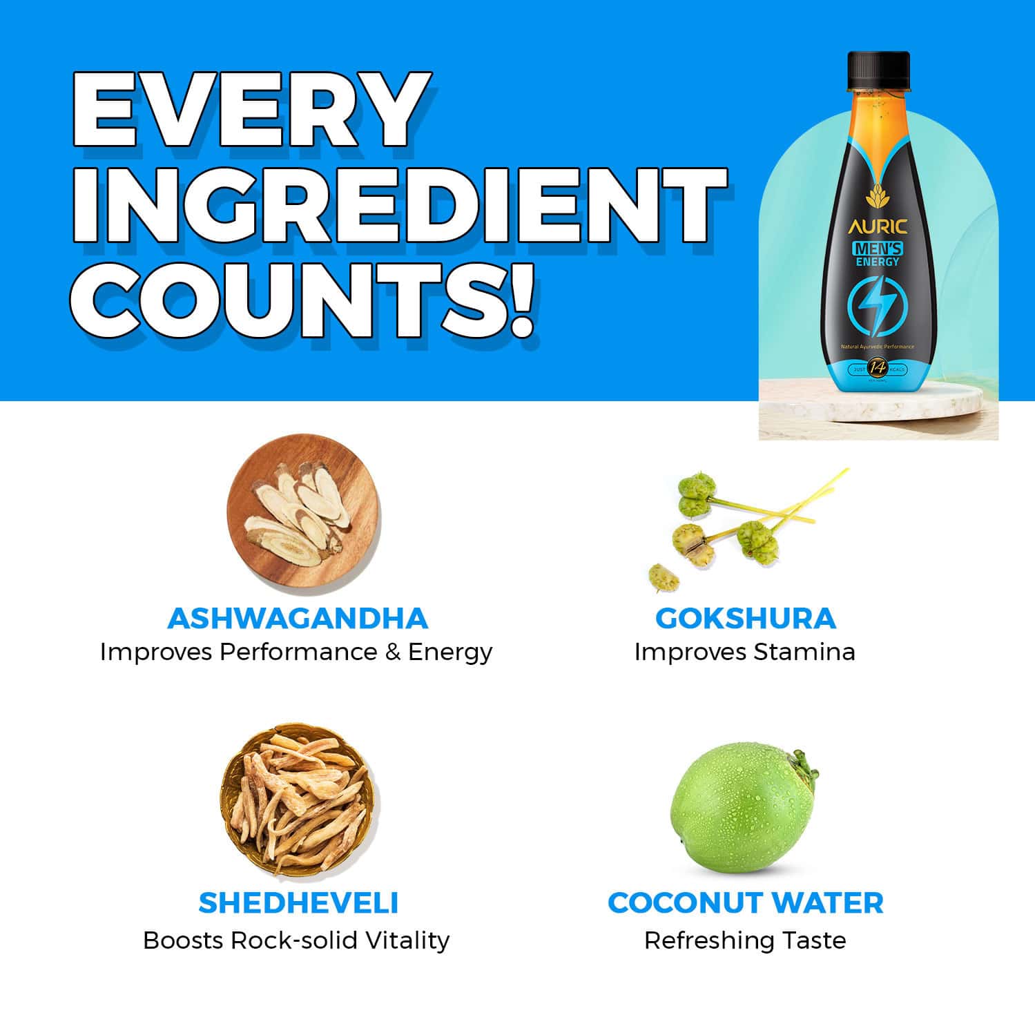 Buy AURIC MEN'S ENERGY DRINK FOR STAMINA, ENDURANCE & PERFORMANCE, PACK OF 24 BOTTLE Online