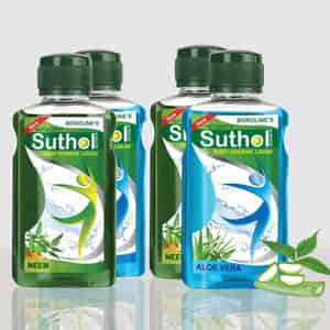 Boroline Suthol Neem Antiseptic Liquid Drop 2x200ml With Suthol Liquid Aloe Vera 2x200ml
