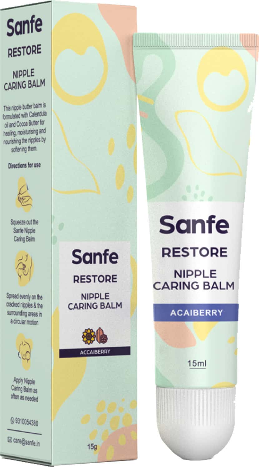 Sanfe Breast Nipple Caring Balm For New Mothers - 15gm With Calendula Oil & Cocoa Butter-Acai Berry