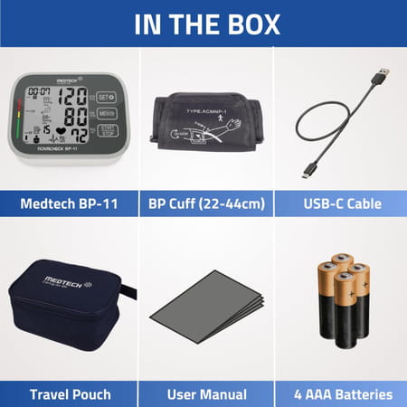 Medtech Bp11 Fully Automatic Portable Digital Blood Pressure Monitor With Smart Mdd Technology