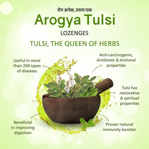 Arogya Tulsi Lozenges (Ginger Mint Flavour) 6 Tab | Cough & Sore Throat (Pack Of 10)