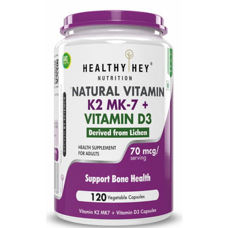 Healthyhey Nutrition Natural Vitamin K2 + Natural D3 120 Veg. Capsules