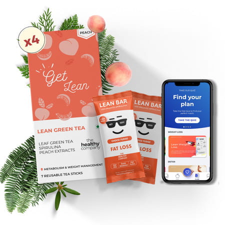 The Healthy Company One Month Weight Loss - 7 Lean Bar + 7 Mint Flavoured Natural Green Tea Sticks