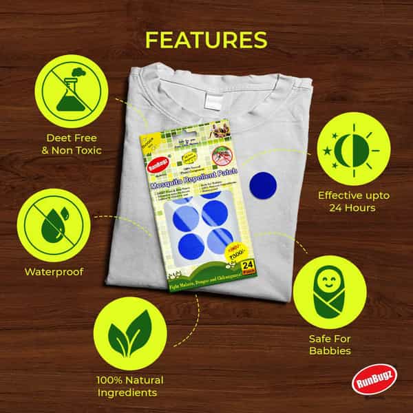 Runbugz Mosquito Repellent Patches Anti Mosquito Patch 24 Patches - Blue