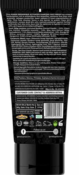Khadi Organique Activated Charcoal Promote Collagen Production Detoxifies The Skin Face Wash
