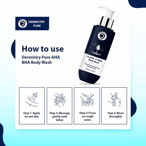 Dermistry 5% Aha 2% Bha Exfoliating Tan Detan Removal Body Wash For All And Strawberry Skin 200Ml