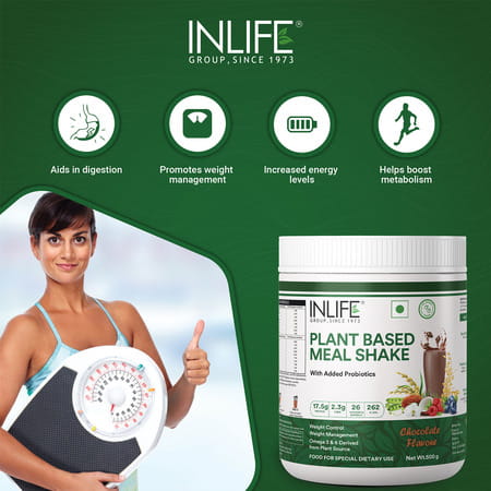 Inlife Plant Based Meal Replacement Shake | Plant Protein Powder (17.5 Protein) | 500g (Chocolate)