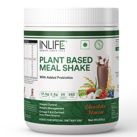 Inlife Plant Based Meal Replacement Shake | Plant Protein Powder (17.5 Protein) | 500g (Chocolate)