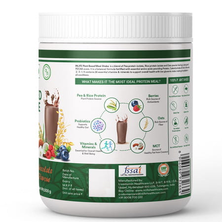 Inlife Plant Based Meal Replacement Shake | Plant Protein Powder (17.5 Protein) | 500g (Chocolate)