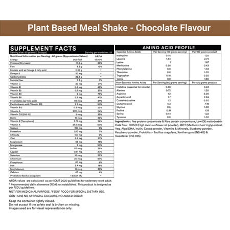 Inlife Plant Based Meal Replacement Shake | Plant Protein Powder (17.5 Protein) | 500g (Chocolate)