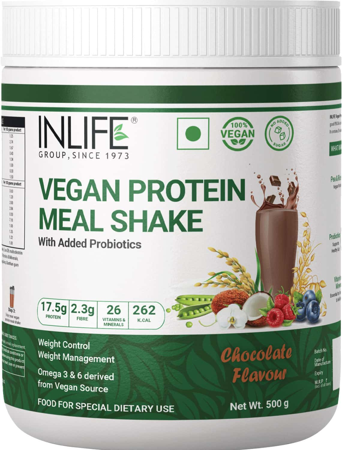 Inlife Vegan Plant Based Protein Powder Meal Replacement Shake Protein Vitamins & Minerals 500g