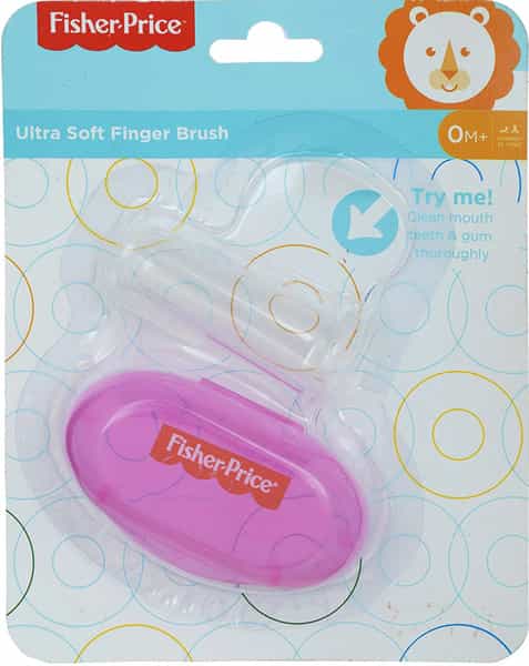 Fisher Price Silicone Baby Finger Brush With Case One Size Pink