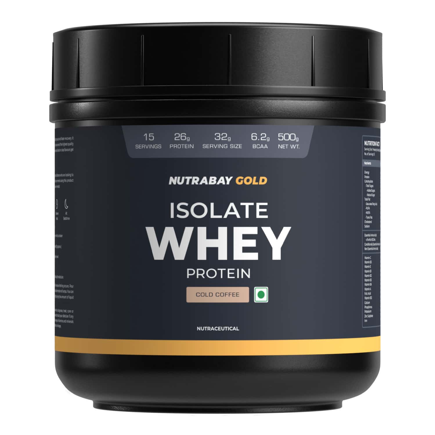 Nutrabay Gold 100% Whey Protein Isolate|26g Protein|muscle Support & Recovery|cold Coffee|500g