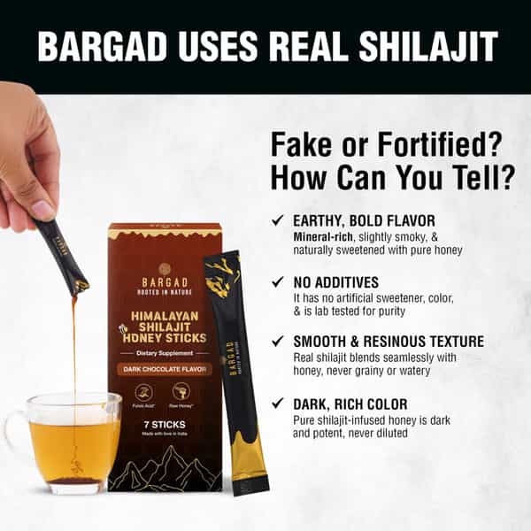 Bargad Himalayan Shilajit Honey Sticks: Dark Chocolate Flavor - 7N