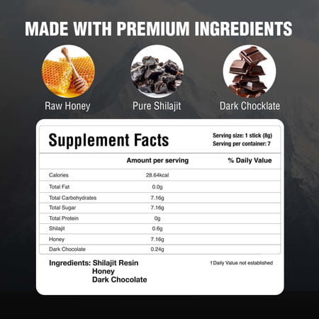 Bargad Himalayan Shilajit Honey Sticks: Dark Chocolate Flavor - 7n
