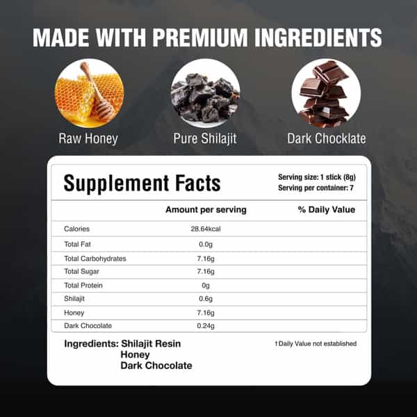 Bargad Himalayan Shilajit Honey Sticks: Dark Chocolate Flavor - 7N