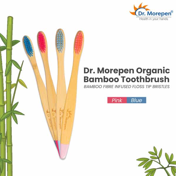 Dr. Morepen Organic Bamboo Toothbrush Family Pack - 2 Kids & 2 Adults - 4'S