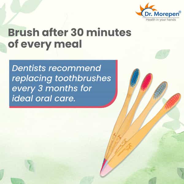Dr. Morepen Organic Bamboo Toothbrush Family Pack - 2 Kids & 2 Adults - 4'S