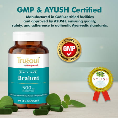Trusoul By Baidyanath Brahmi 60 Veg Capsules | Memory & Focus Wellness Support