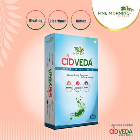 Fine Morning Pharma Ayurvedic And Herbal Cidveda Tablets - For Acidity/Gas Relief - 30 Tablets