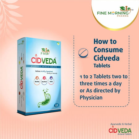 Fine Morning Pharma Ayurvedic And Herbal Cidveda Tablets - For Acidity/Gas Relief - 30 Tablets