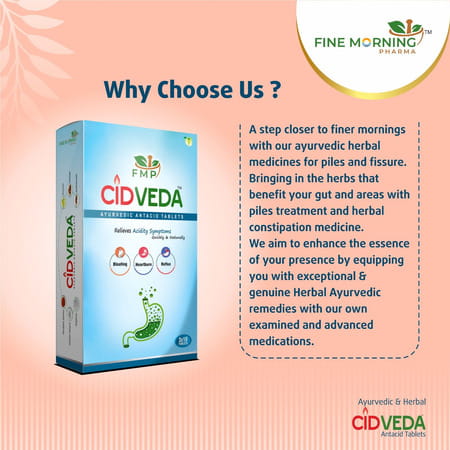 Fine Morning Pharma Ayurvedic And Herbal Cidveda Tablets - For Acidity/Gas Relief - 30 Tablets