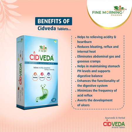 Fine Morning Pharma Ayurvedic And Herbal Cidveda Tablets - For Acidity/Gas Relief - 30 Tablets