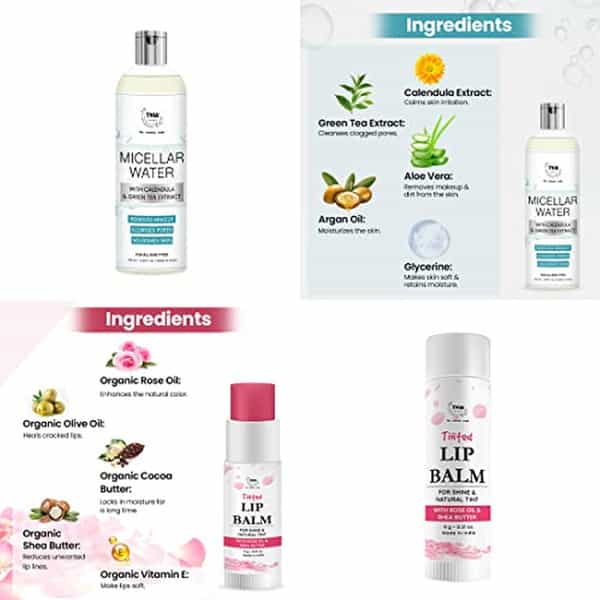 Tnw The Natural Wash Combo Micellar Water & Rose Tinted Lip Balm