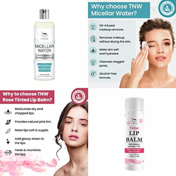Tnw The Natural Wash Combo Micellar Water & Rose Tinted Lip Balm