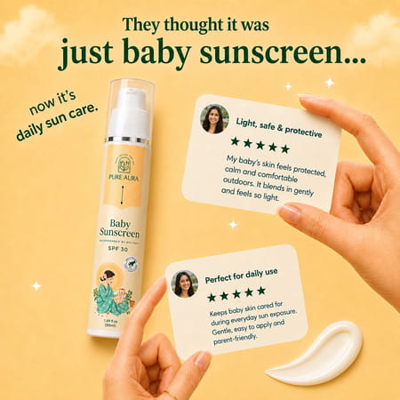 Pure Aura Baby Sunscreen | Spf 30 Kids Sunscreen | 100% Mineral & Ayurvedic 6M To 8 Yrs 50 Gm