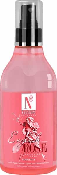 Nutriglow Natural's English Rose Balance Toner/ Skin Moisturization/No Parabens/300Ml