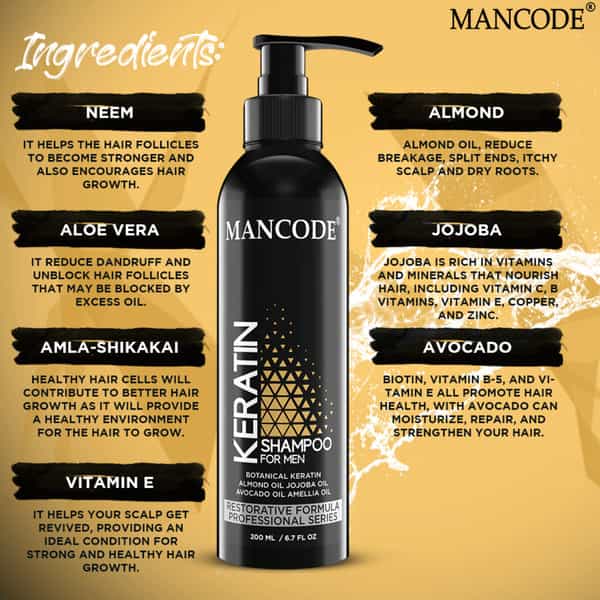 Mancode Keratin Shampoo 200Ml