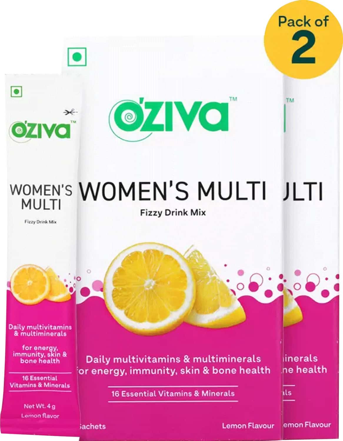 Oziva Womens Multivitamins Fizzy Drink (With Iron- Calcium- Vitamin A & E) - Pack Of 2(12 Pcs)