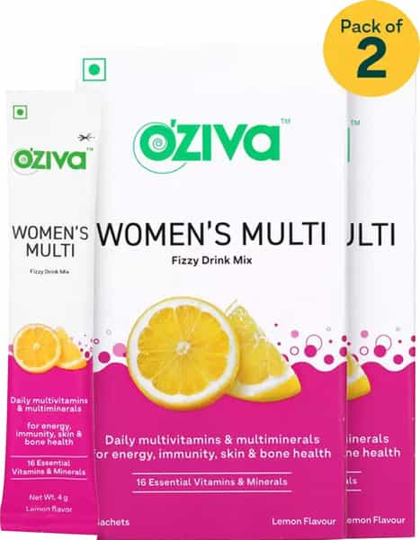 Oziva Womens Multivitamins Fizzy Drink (With Iron- Calcium- Vitamin A & E) - Pack Of 2(12 Pcs)