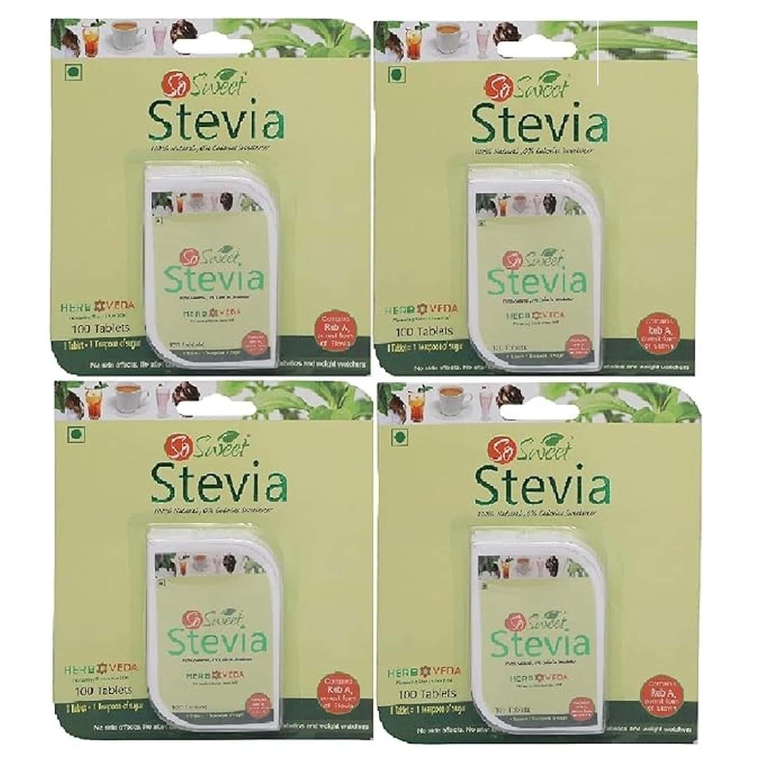 So Sweet Stevia (100) Tablets Dispenser - Sugar Free (Pack Of 4)