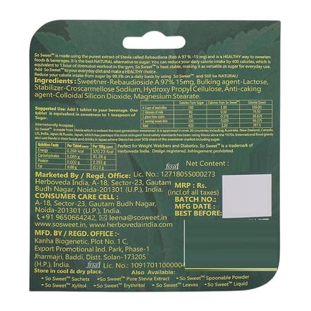 So Sweet Stevia (100) Tablets Dispenser - Sugar Free (Pack Of 4)