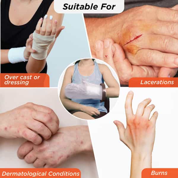 Vissco Cast Cover Arm ( Upto Elbow) |Protects Bandage From Water Exposure During Bath &Shower(Grey)